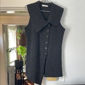 Cut loose wool asymmetrical vest